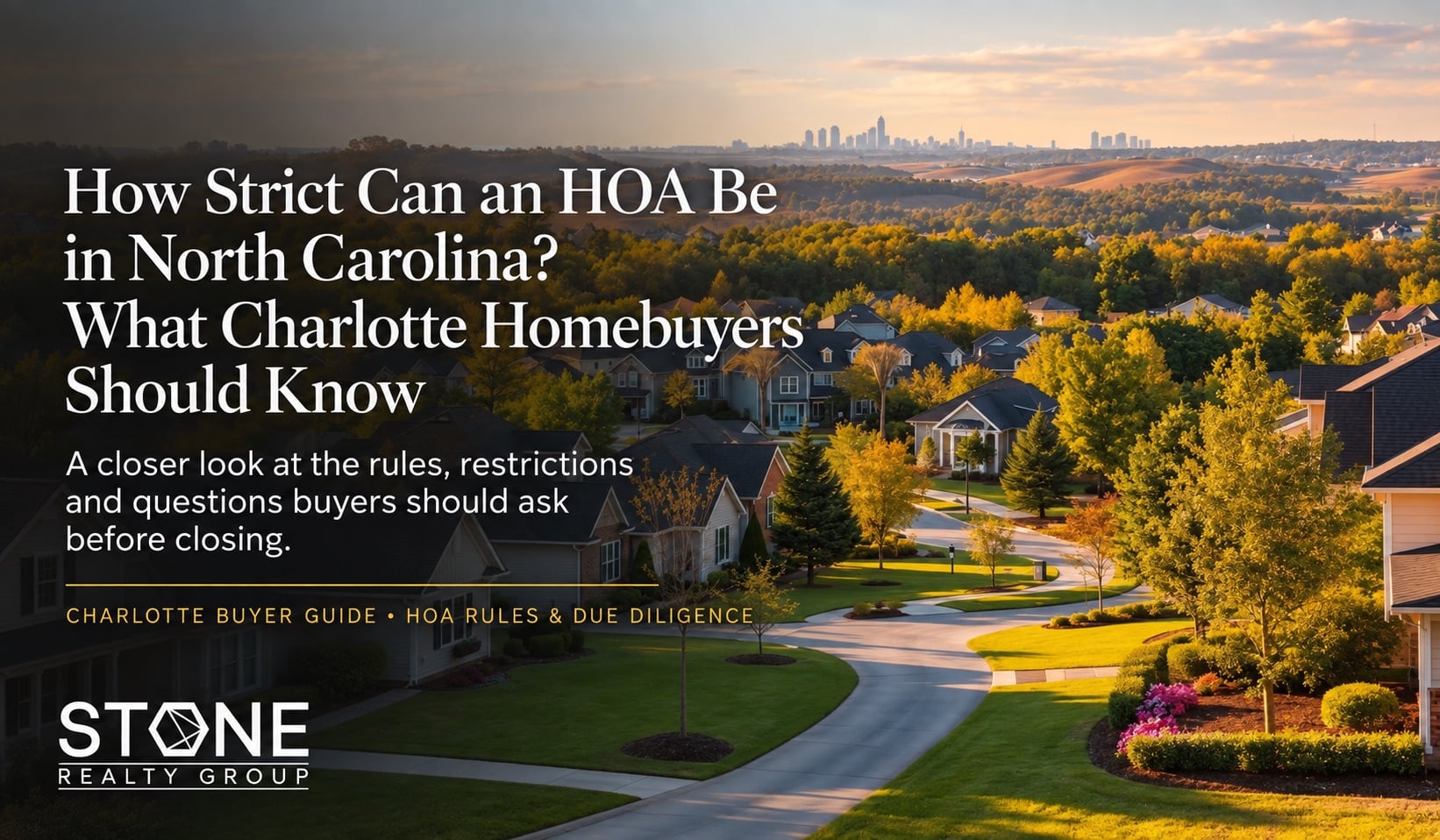 Charlotte NC neighborhood illustrating North Carolina HOA rules and restrictions homebuyers should review before purchasing a home