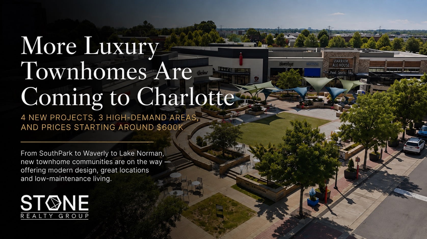 Charlotte luxury townhome development near SouthPark, Waverly and Huntersville, highlighting Veer Development’s new residential projects across the Charlotte area.