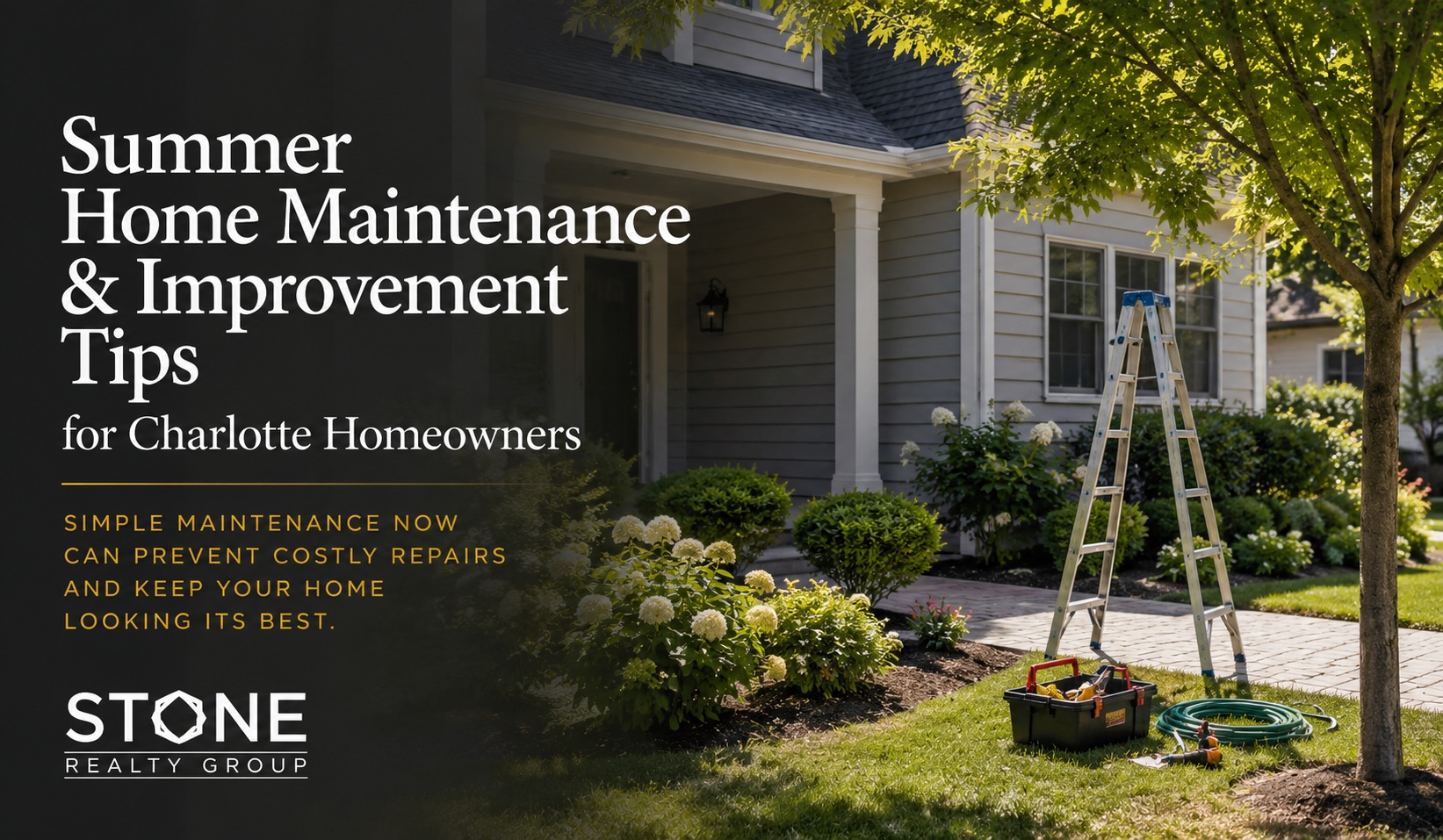 Charlotte homeowner completing summer maintenance around the exterior of a North Carolina home.