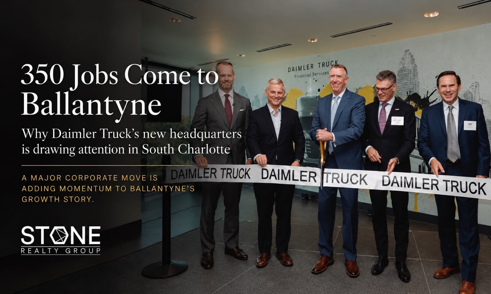 Daimler Truck Financial Services celebrates the opening of its $7.8 million North American headquarters in Ballantyne, Charlotte, NC, bringing together approximately 350 employees in September 2026.