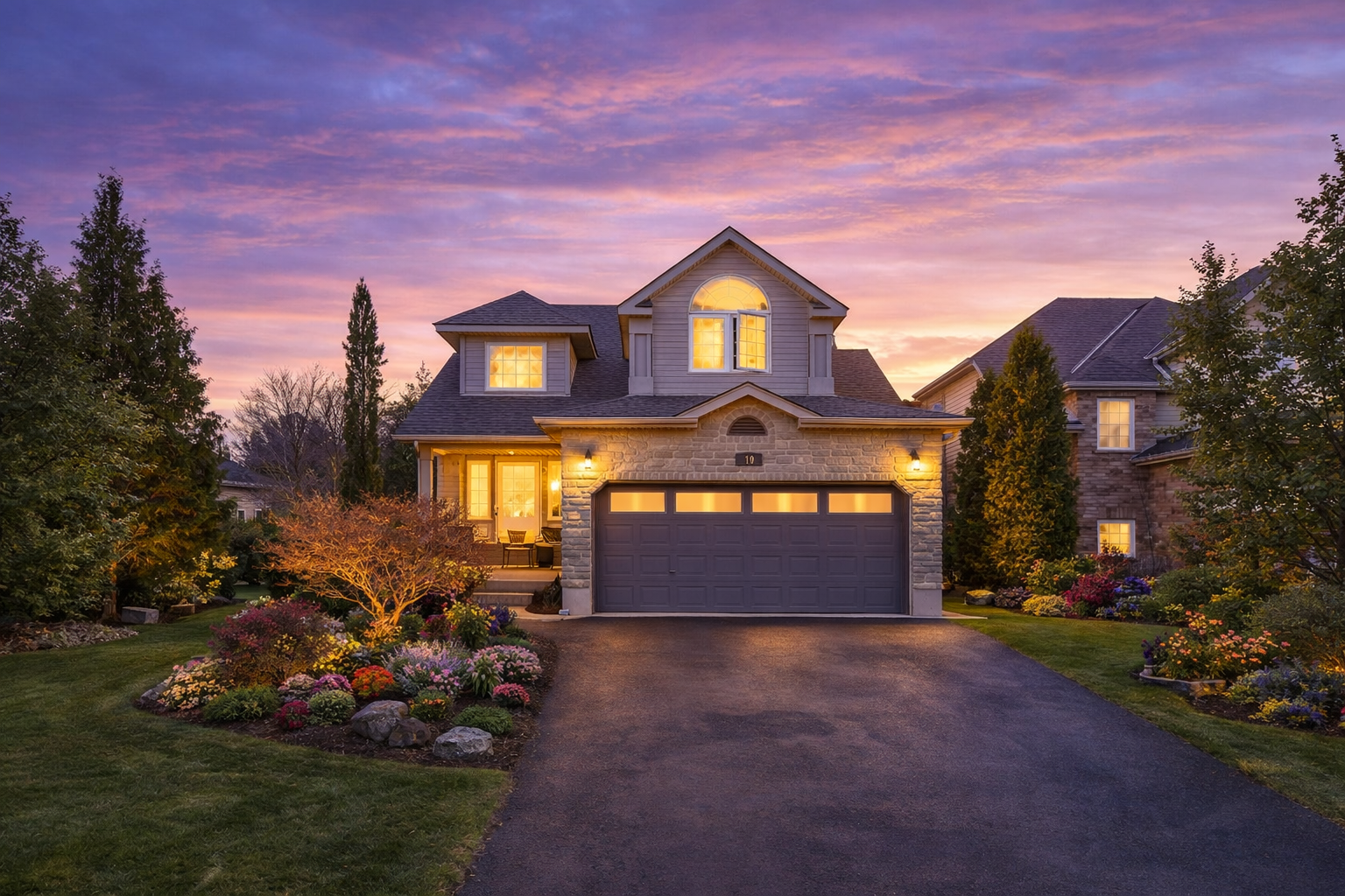 Twilight glow over suburban home - South Guelph