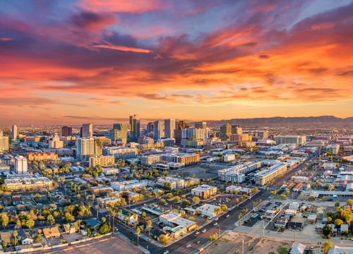 Phoenix,Arizona,Az,Drone,Downtown,Skyline,Aerial