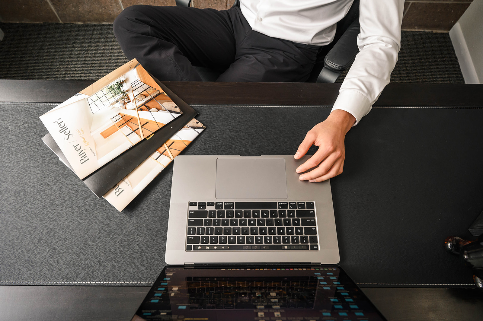 Sitting at computer