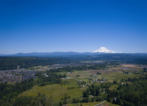 An aerial photo looking over Puyallup