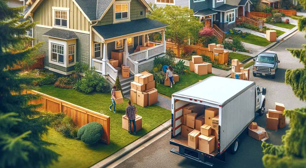 Family moving into a new home