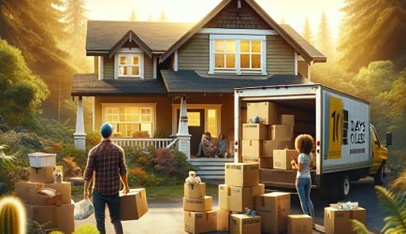 Family moving into a house