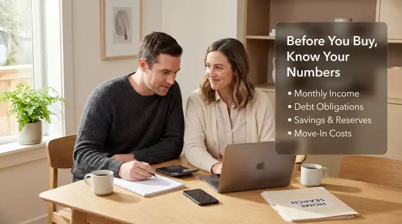 Young couple budgeting for a house purchase