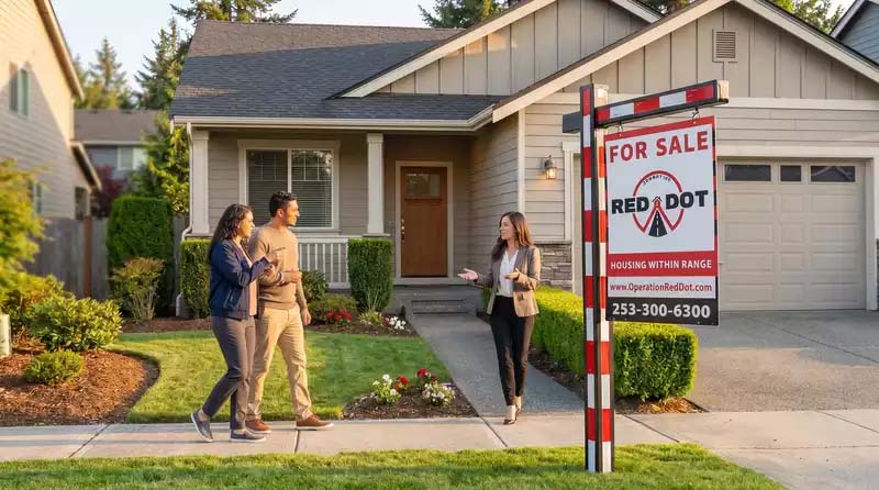 Realtor showing a house to a couple