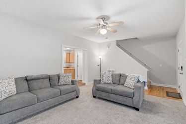 Modern living room with cozy accents