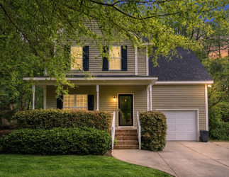 Twilight at a suburban home