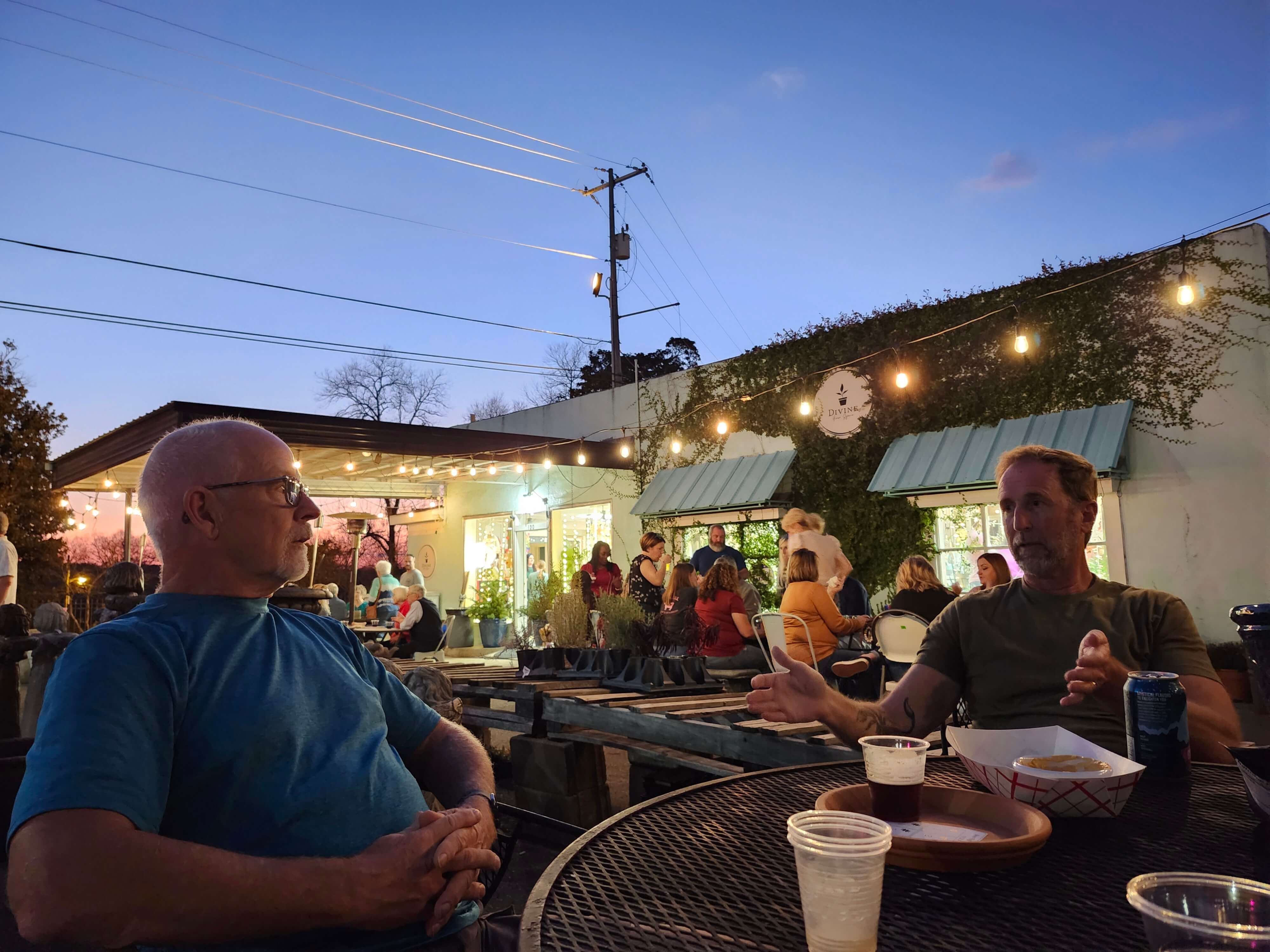 Residents enjoying an evening gathering at a local restaurant in McCormick South Carolina