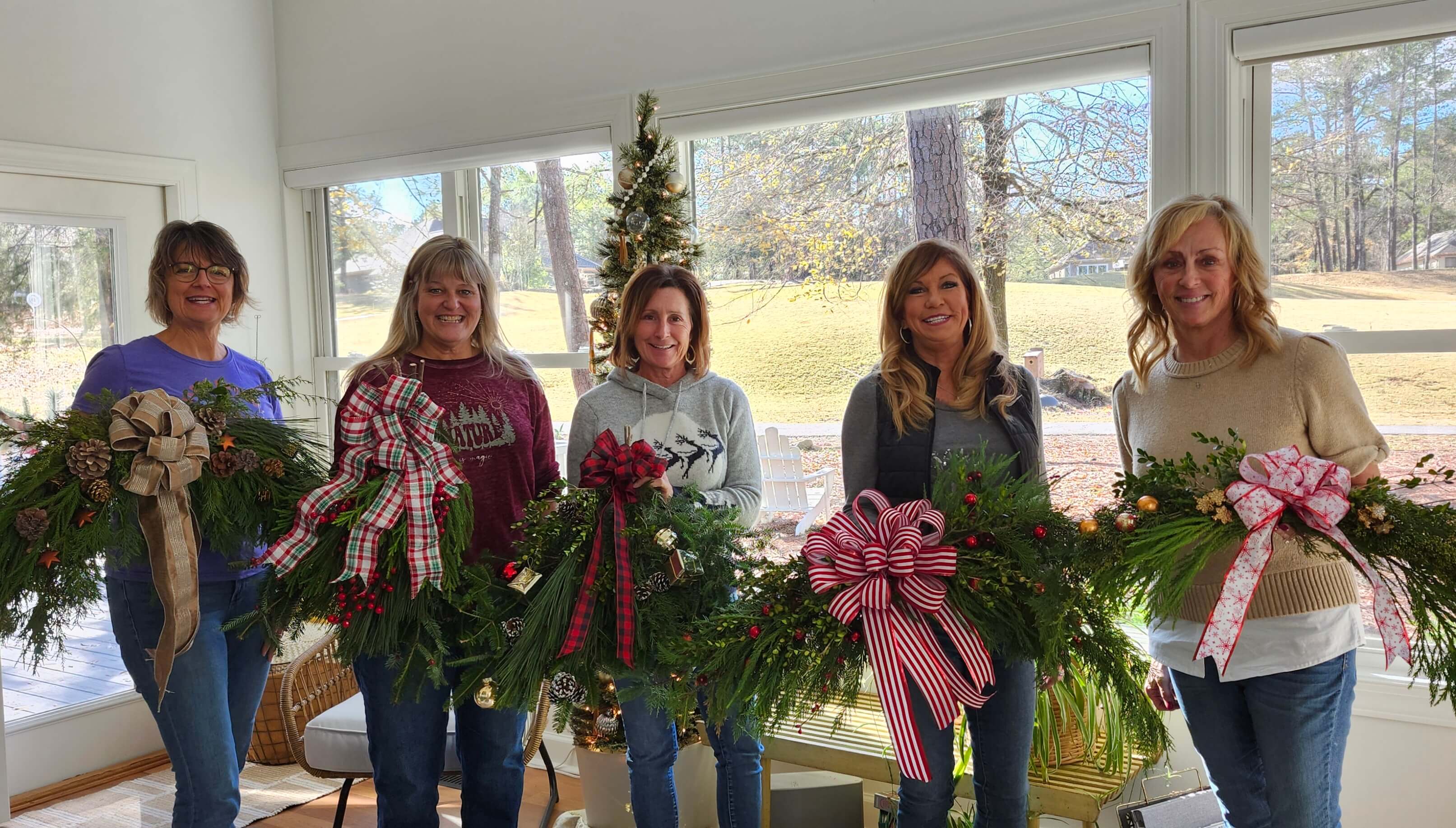 Active adult neighbors enjoying a holiday gathering near Savannah Lakes Village