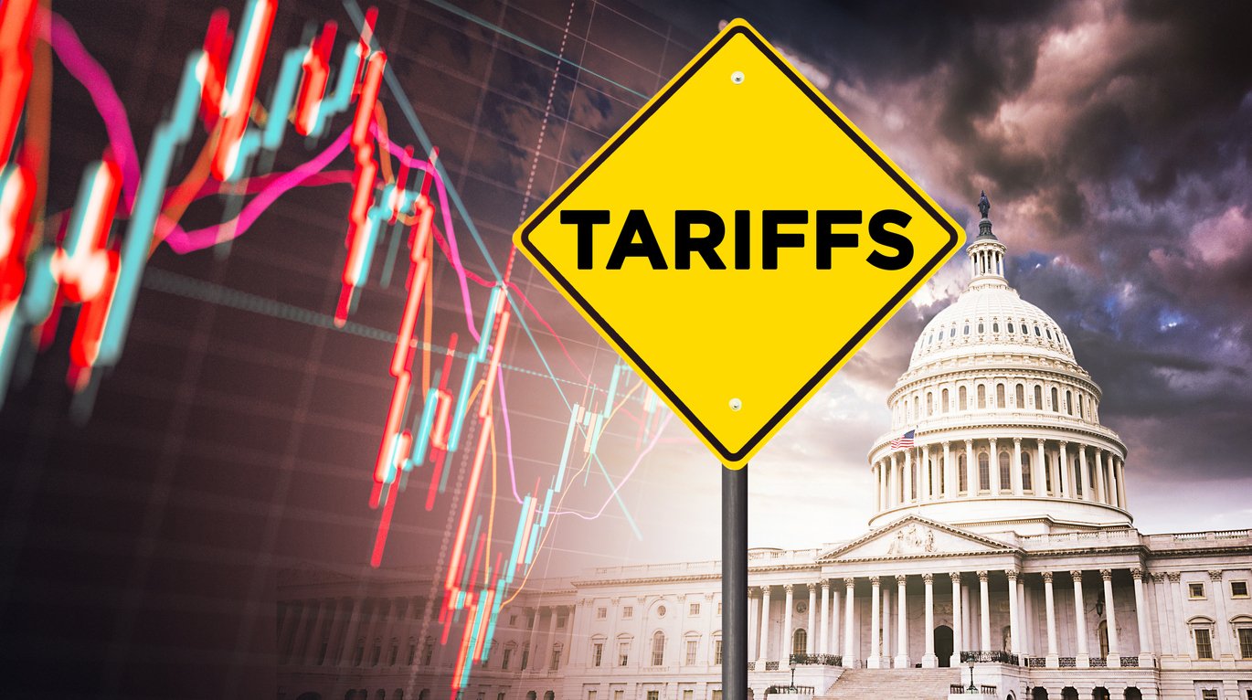 Us Tariffs street sign on usa