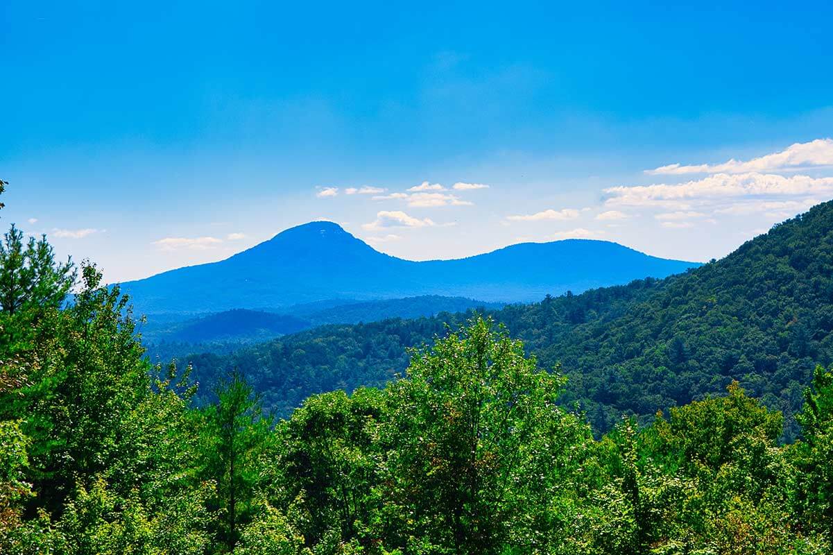 Panormic view of mountain peaks in white county ga