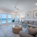 Living room with gulf views at The Vue Mexico Beach