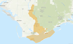 A map showing Florida's Apalachicola National Estuarine Research Reserve