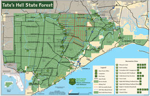 Map of Tates Hell State Forest