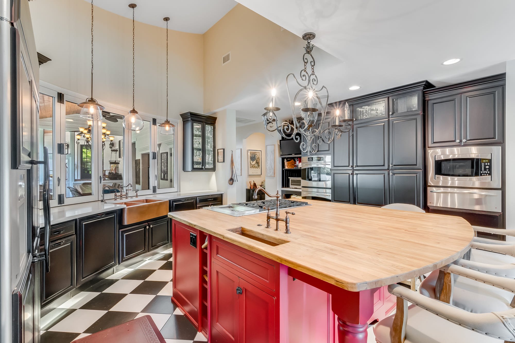 high res kitchen showing copper sink