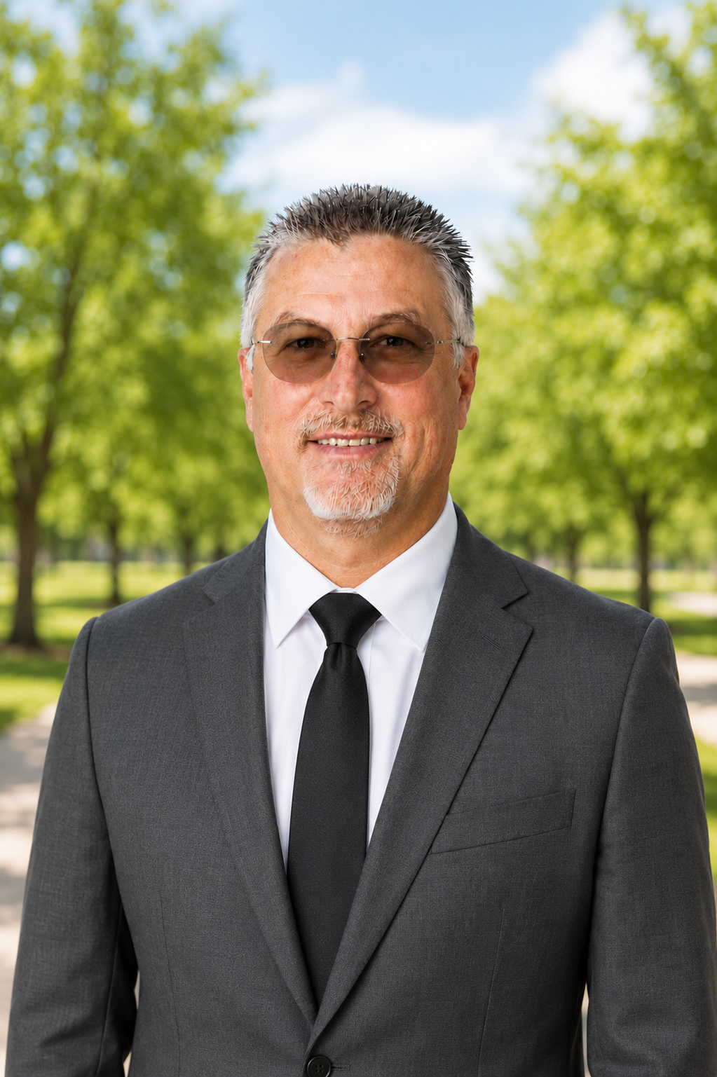 Ronald Smith headshot in a park with a slightly blurred background