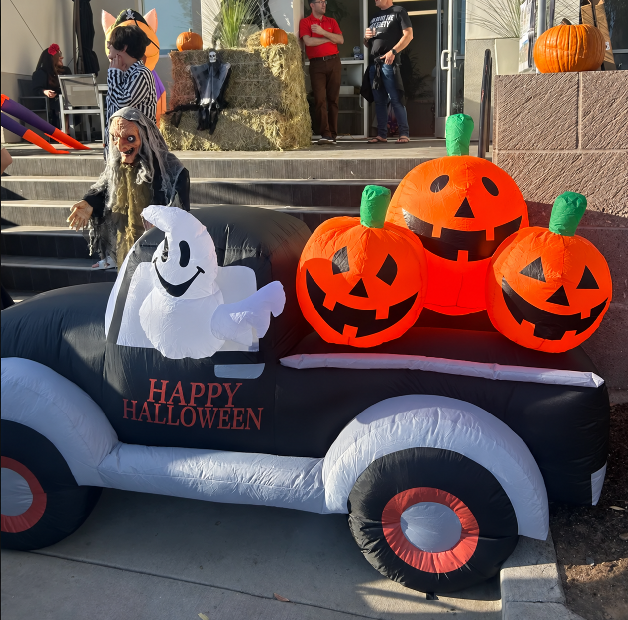 Halloween scene with a clean stone wall