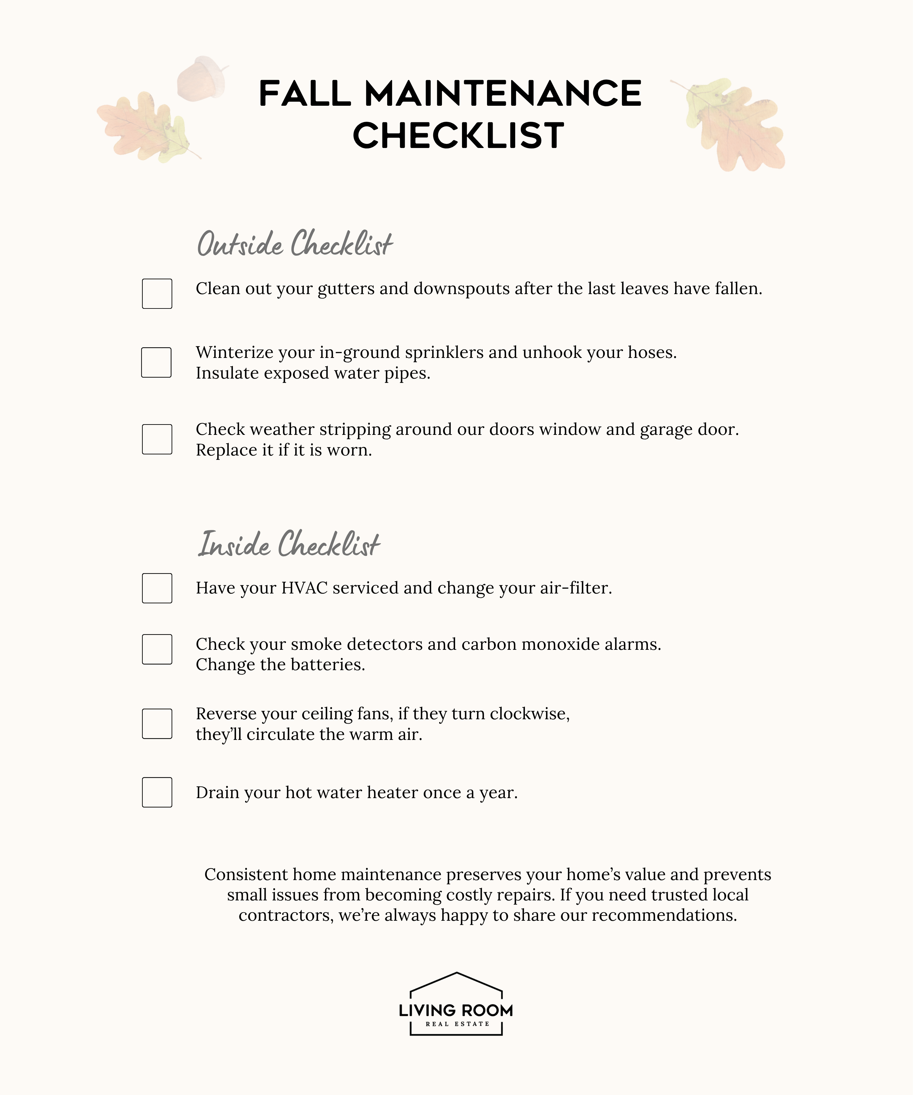 checklist for fall