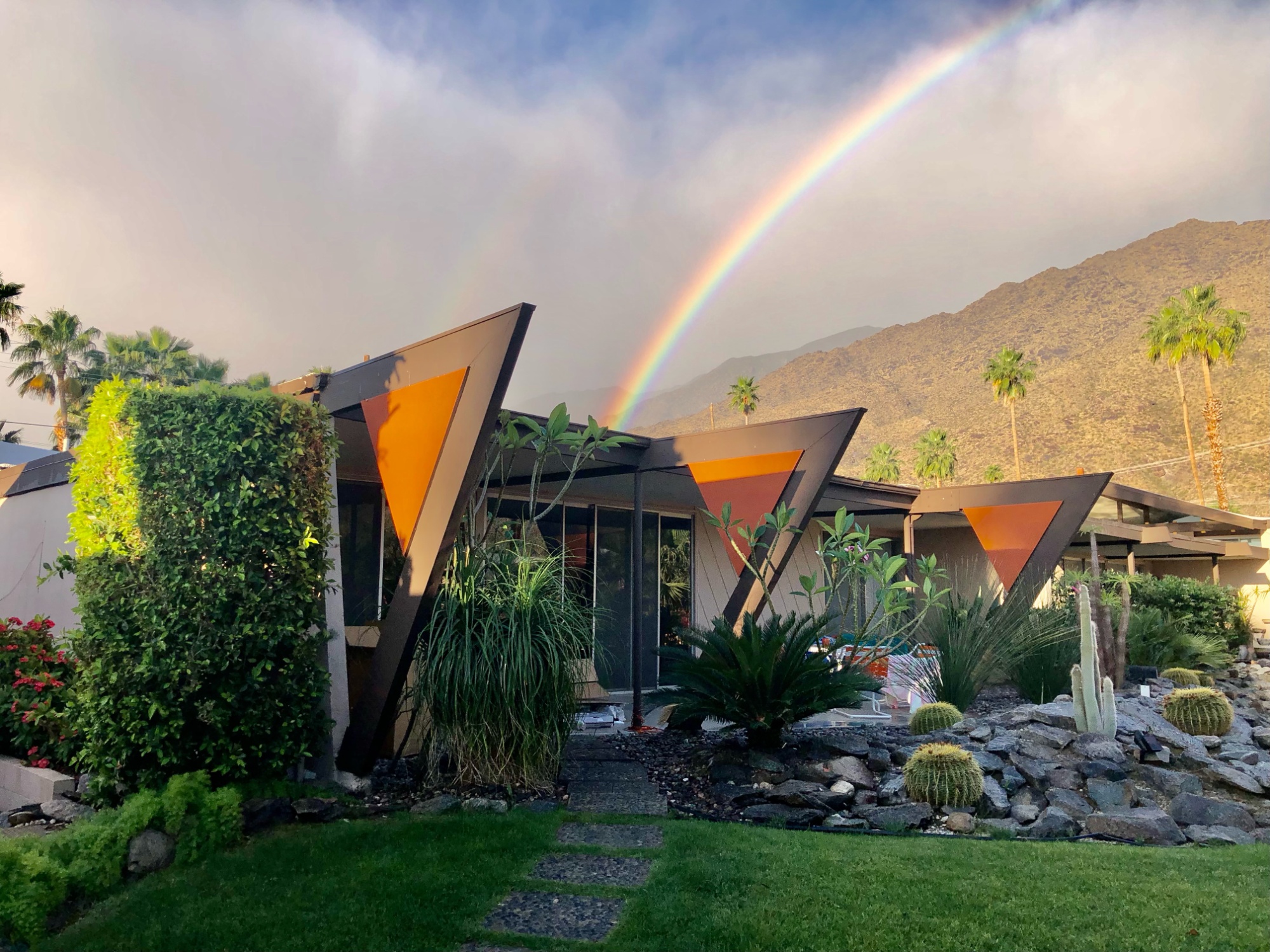 modern house rainbow backdrop