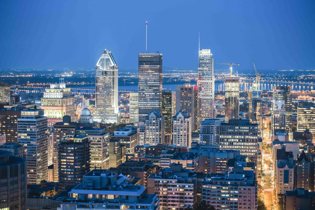 Montreal downtown at dusk
