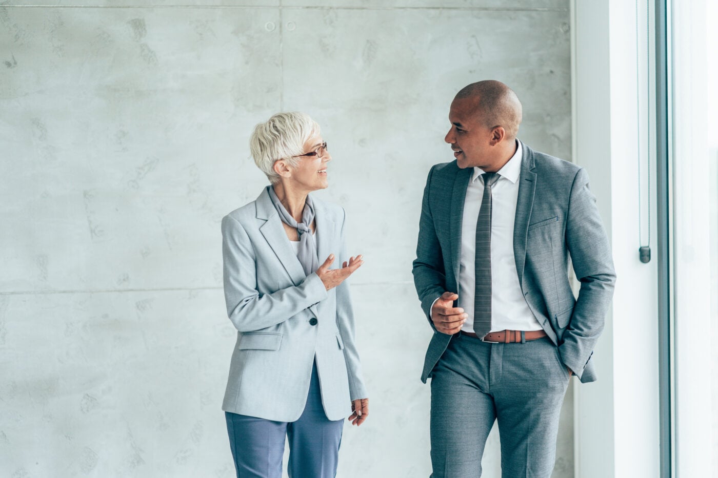 Two cheerful business people
