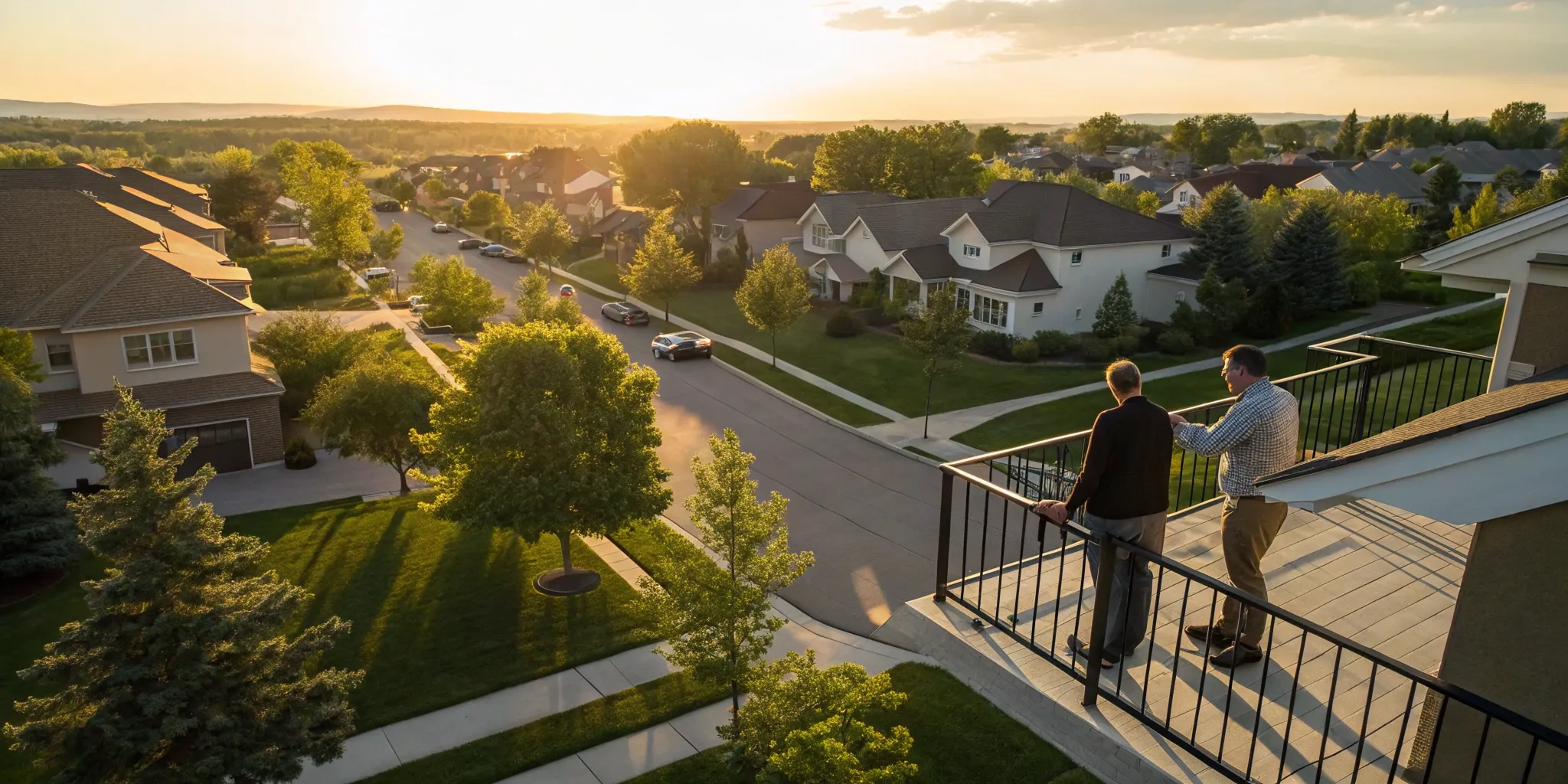 Investors surveying a neighborhood for 1031 exchange properties for sale.
