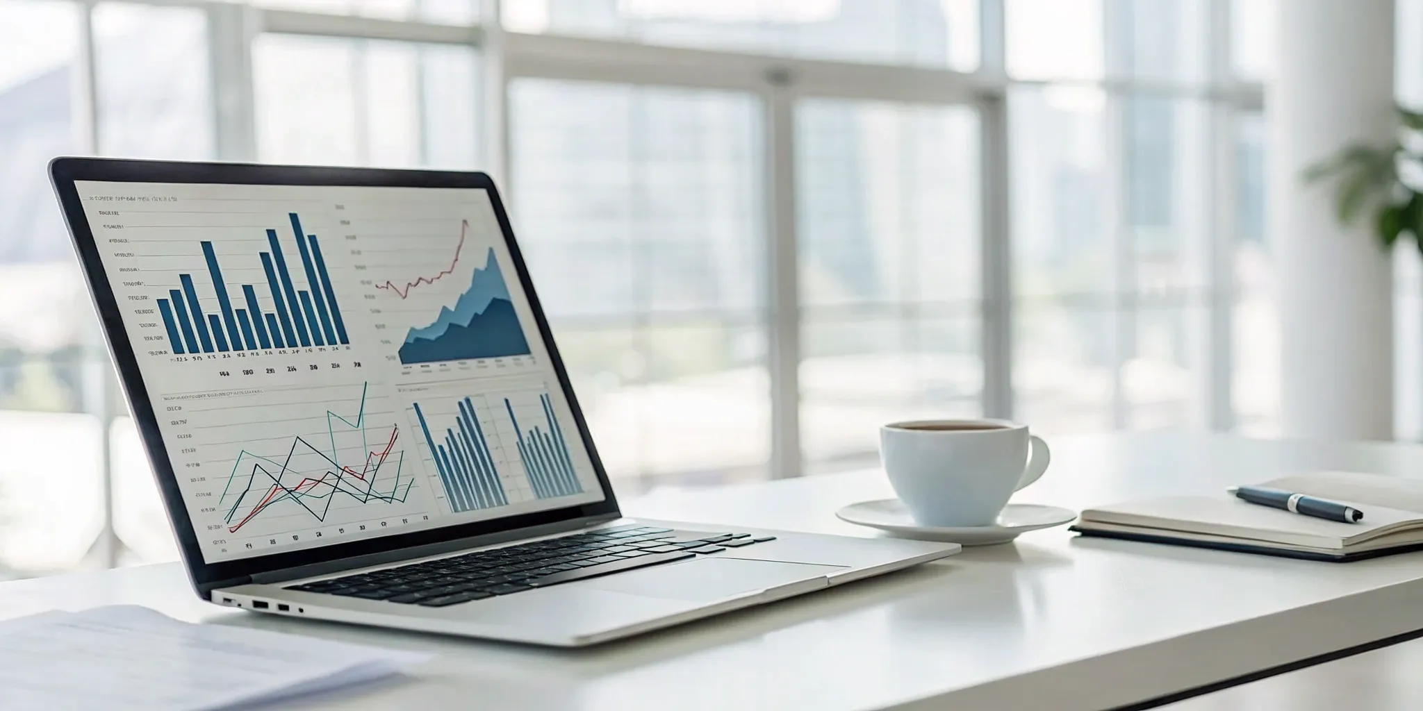 A laptop screen showing a multifamily cap rate analysis with charts and graphs.