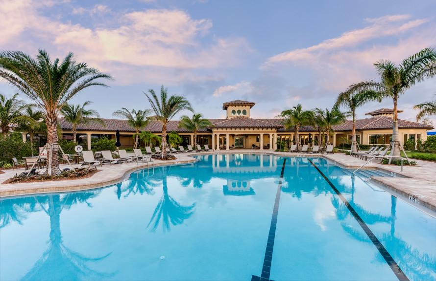 Neighborhood clubhouse and recreational amenities within Waterway Village