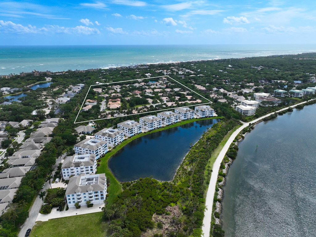 Aerial view of Bermuda Club and its tropical North Island setting