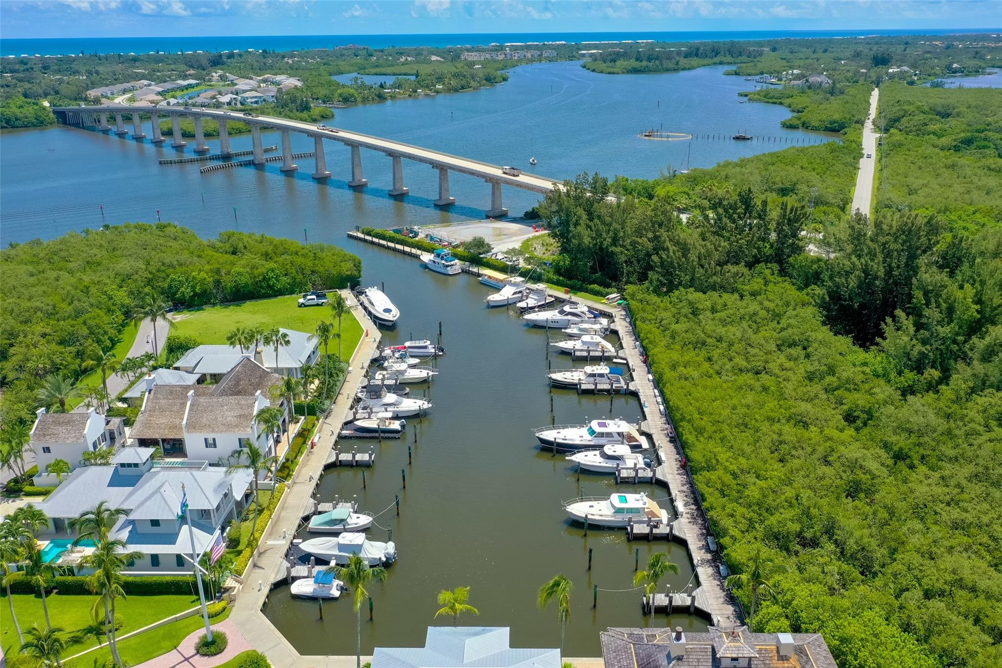 Private marina and boat slips at Marsh Island Club