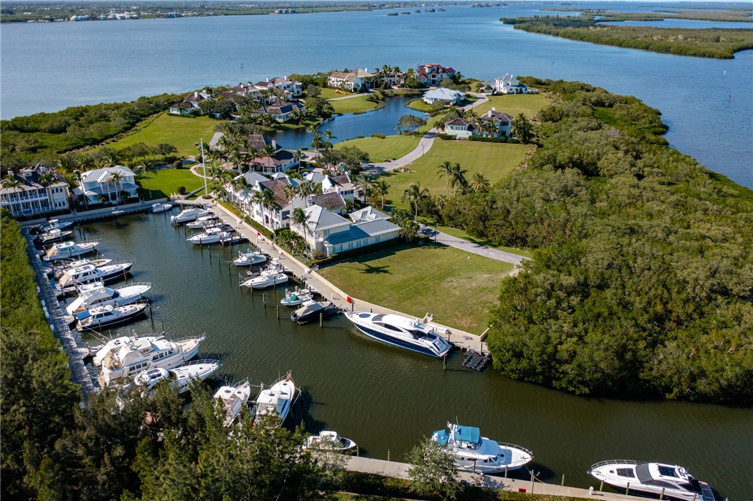 Aerial view of Marsh Island Club surrounded by the Indian River Lagoon