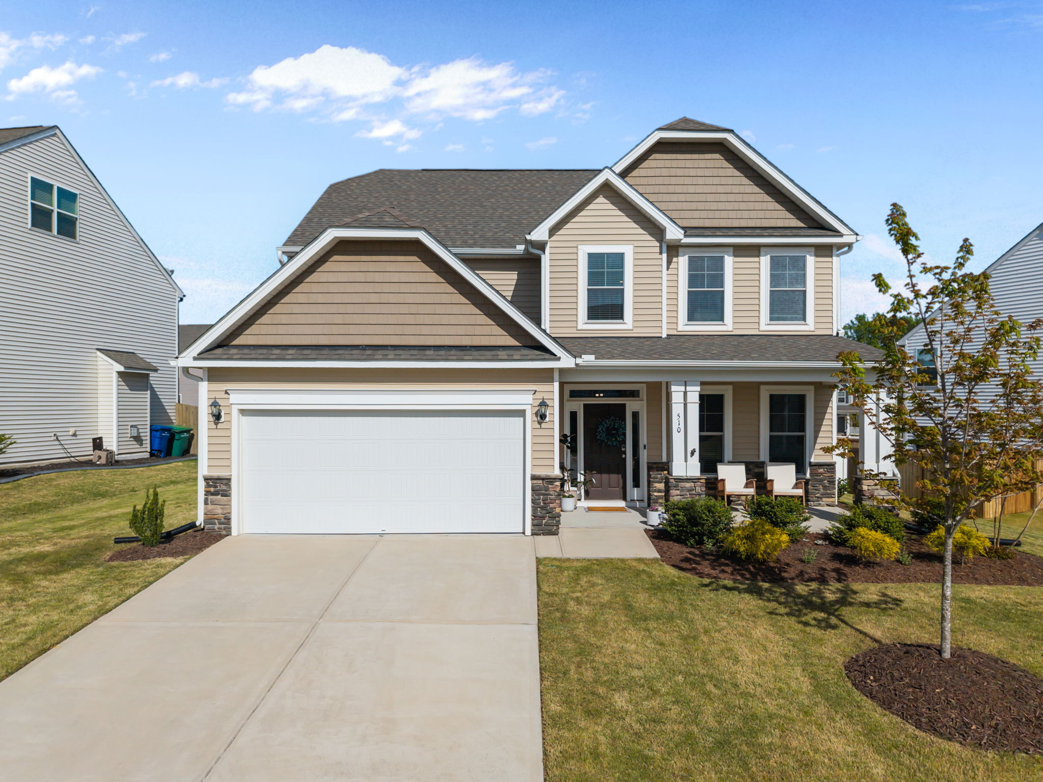 Welcome to 510 Edenfield at Broadwell Trace, a wonderful combination of comfortable living and location. Just moments away from both of Fuquay-Varina’s downtown districts, as well as Holly Springs and nearby Apex with an abundance of shopping and activity within arms reach. You will love this thoughtfully-designed open concept floor plan, including a first floor guest bedroom, office / playroom, and kitchen with stainless appliances and island with storage. Upstairs find a sizable loft space and three bedrooms, including a spacious primary with double vanity in the bathroom. Enjoy your fenced-in backyard all year long, perfect for entertaining, playing catch, or gardening. And don’t forget the screened-in porch, an optimal space for your morning coffee or evening relaxation regardless of the date on the calendar. Abundant natural light throughout both floors. Broadwell Trace is an enjoyable community with a sand volleyball court, bocce ball, a dog park, and cozy sidewalks for an evening stroll. This is the best of Fuquay-Varina at a reasonable price!