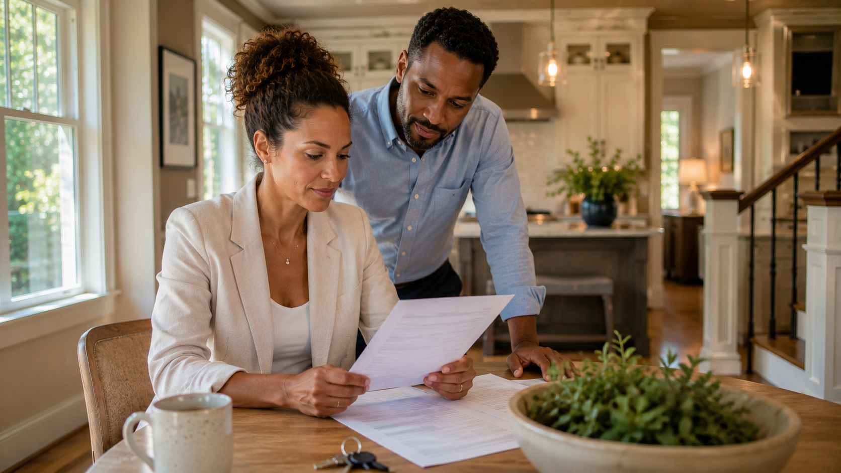 Triangle NC homeowner reviewing the NC Residential Property Disclosure Statement (RPOADS) before listing her home for sale in Raleigh, North Carolina.