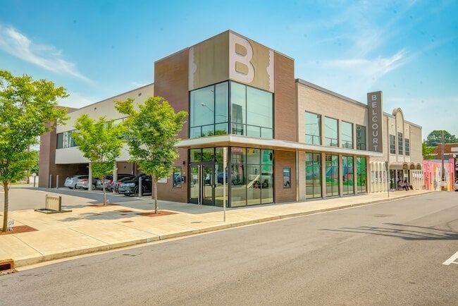 Belcourt Theatre block and local businesses in Hillsboro Village Nashville TN
