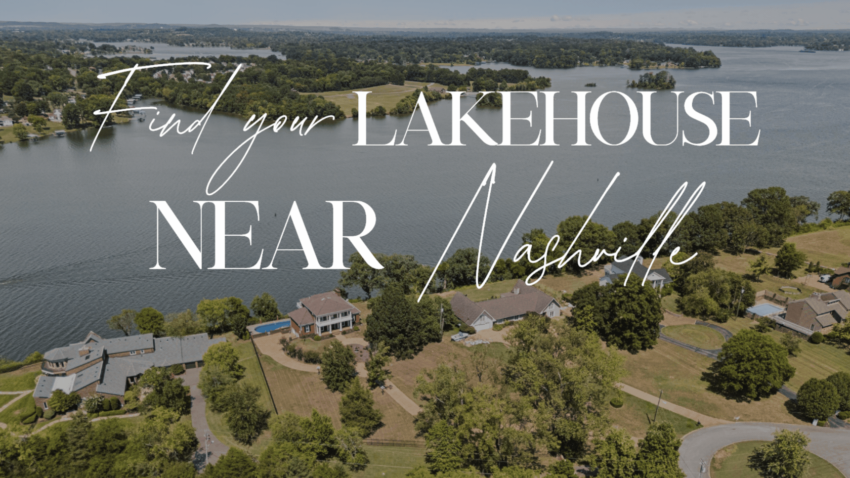 Aerial view of waterfront homes on Old Hickory Lake near Nashville Tennessee