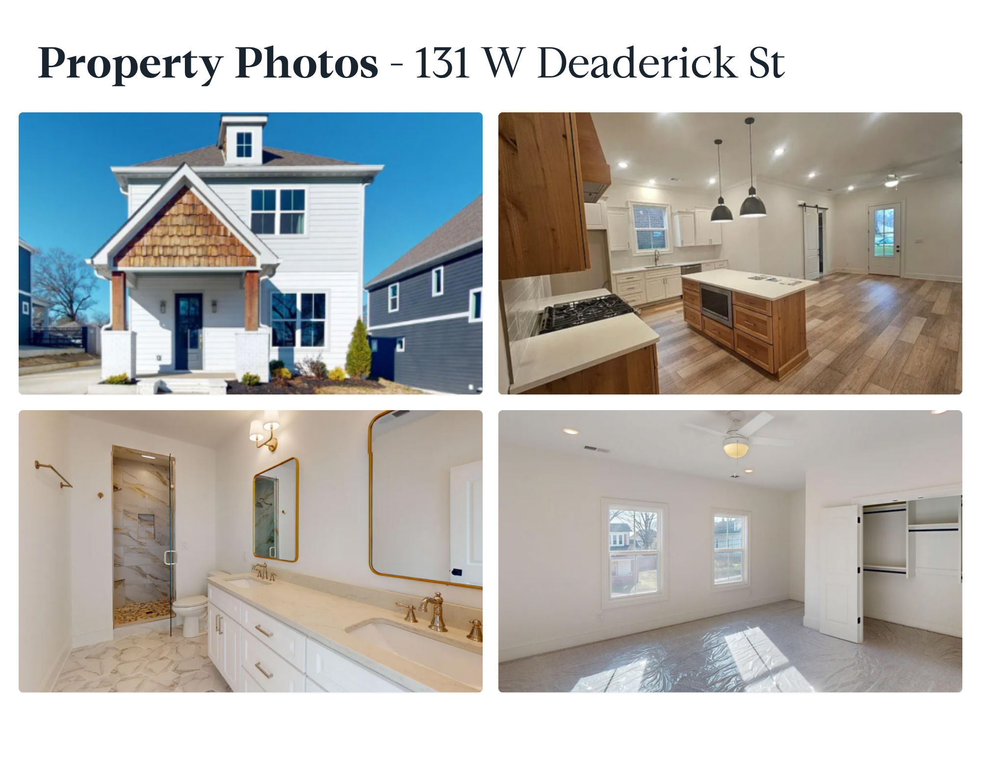 131 West Deaderick St Jackson TN — cedar-shake farmhouse 3BR/2.5BA, island kitchen, tile-shower bath, 38301