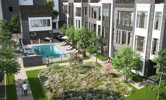 Alora Nashville community pool and landscaped courtyard at the townhome development that includes 1013 Rev Dr Enoch Jones Blvd #10