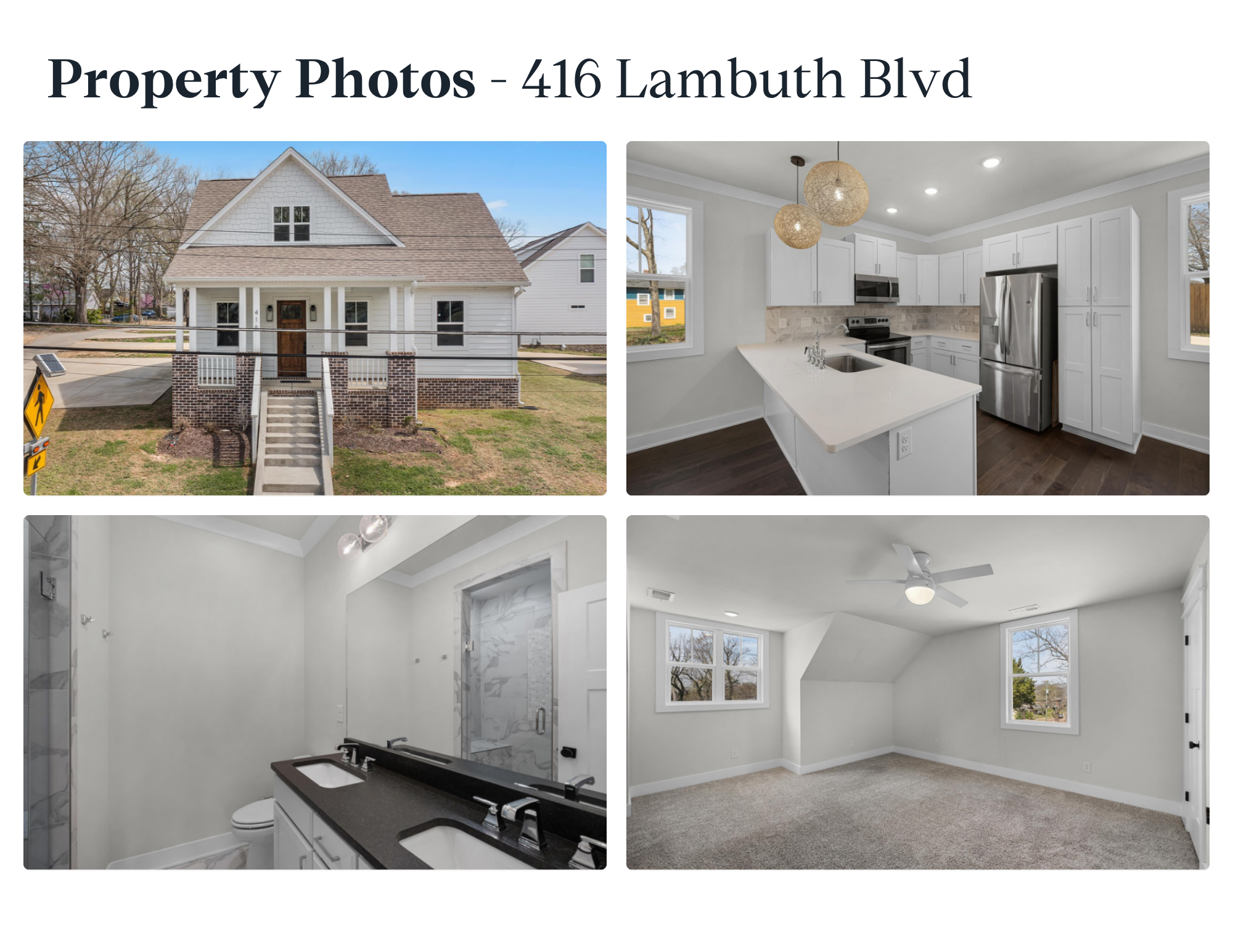 416 Lambuth Blvd Jackson TN — white cottage 3BR/2.5BA, white kitchen, dark-counter bath, 38301 rental