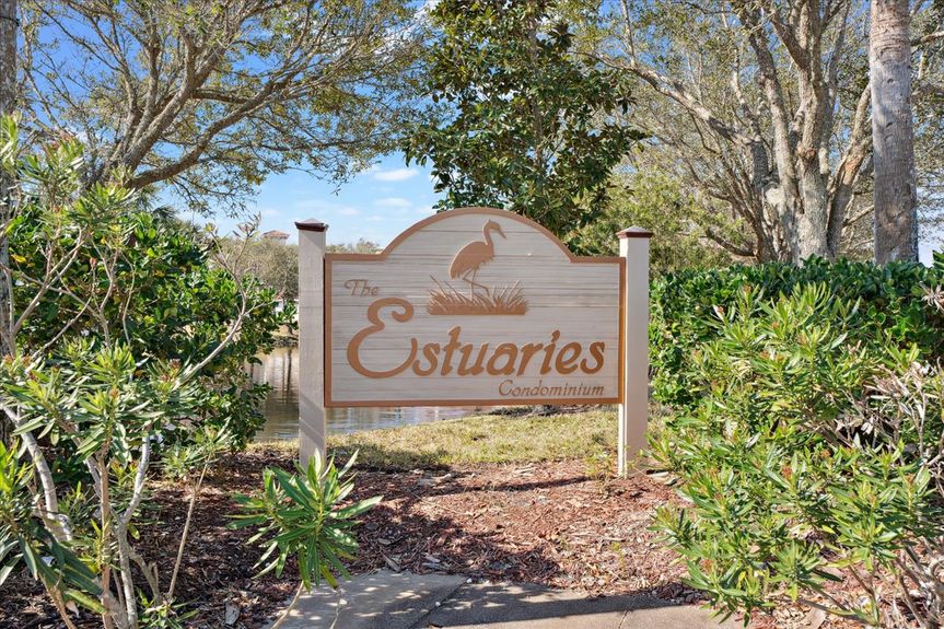 Entrance to The Estuaries, a gated condo community in St. Augustine, FL, near Mary Street Beach Access.