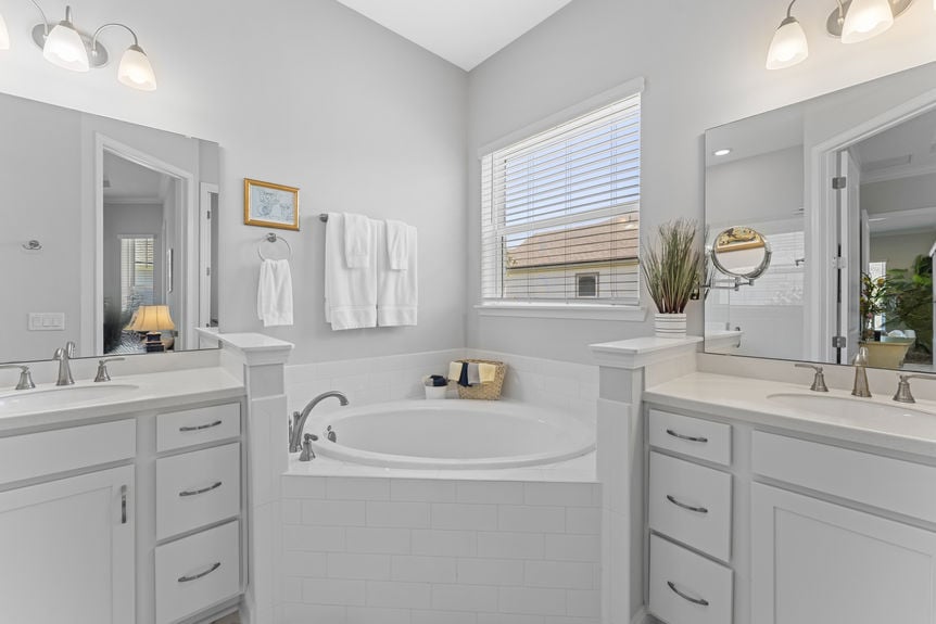 Spa-Like Primary Bathroom with Soaking Tub and Separate Shower