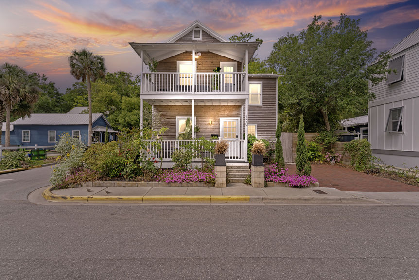 Restored historic home with two-story porch in Lincolnville, a downtown St. Augustine neighborhood