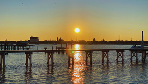 Golden sunset over the Intracoastal Waterway in St. Augustine