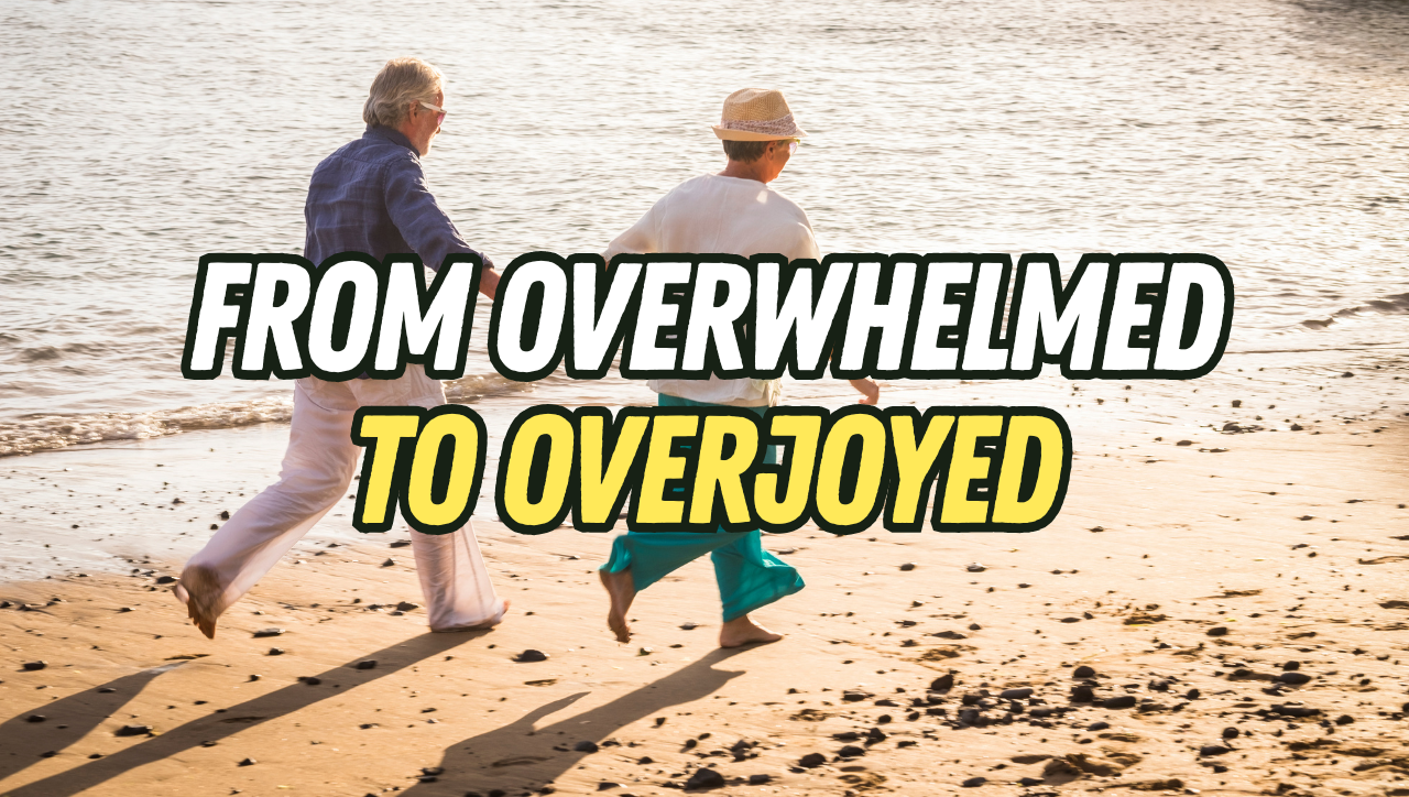Senior couple walking hand-in-hand along the beach at sunset, symbolizing the ease and joy of downsizing to a relaxed lifestyle in St. Augustine or Palm Coast.