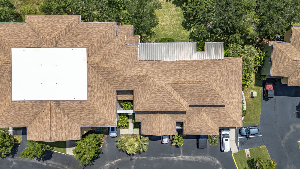 Aerial view of Las Palmas condo with unobstructed marsh views in St. Augustine