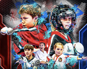 Promotional graphic for the 3rd Annual Ancient City Championship martial arts event at World Golf Village Renaissance in St Augustine, Florida, featuring youth competitors in action.