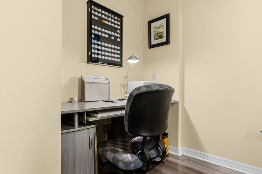 Built-in desk workspace and office nook located inside 35103 Harbour Vista Cir, St. Augustine, Florida.