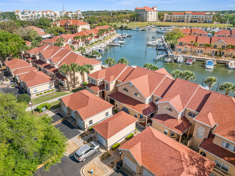 High-altitude aerial photo of 37 Captains Walk, showing its proximity to the Intracoastal and the Atlantic Ocean.